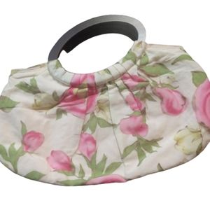 Pink Top Handle Flower Handbag  Fabric Bag